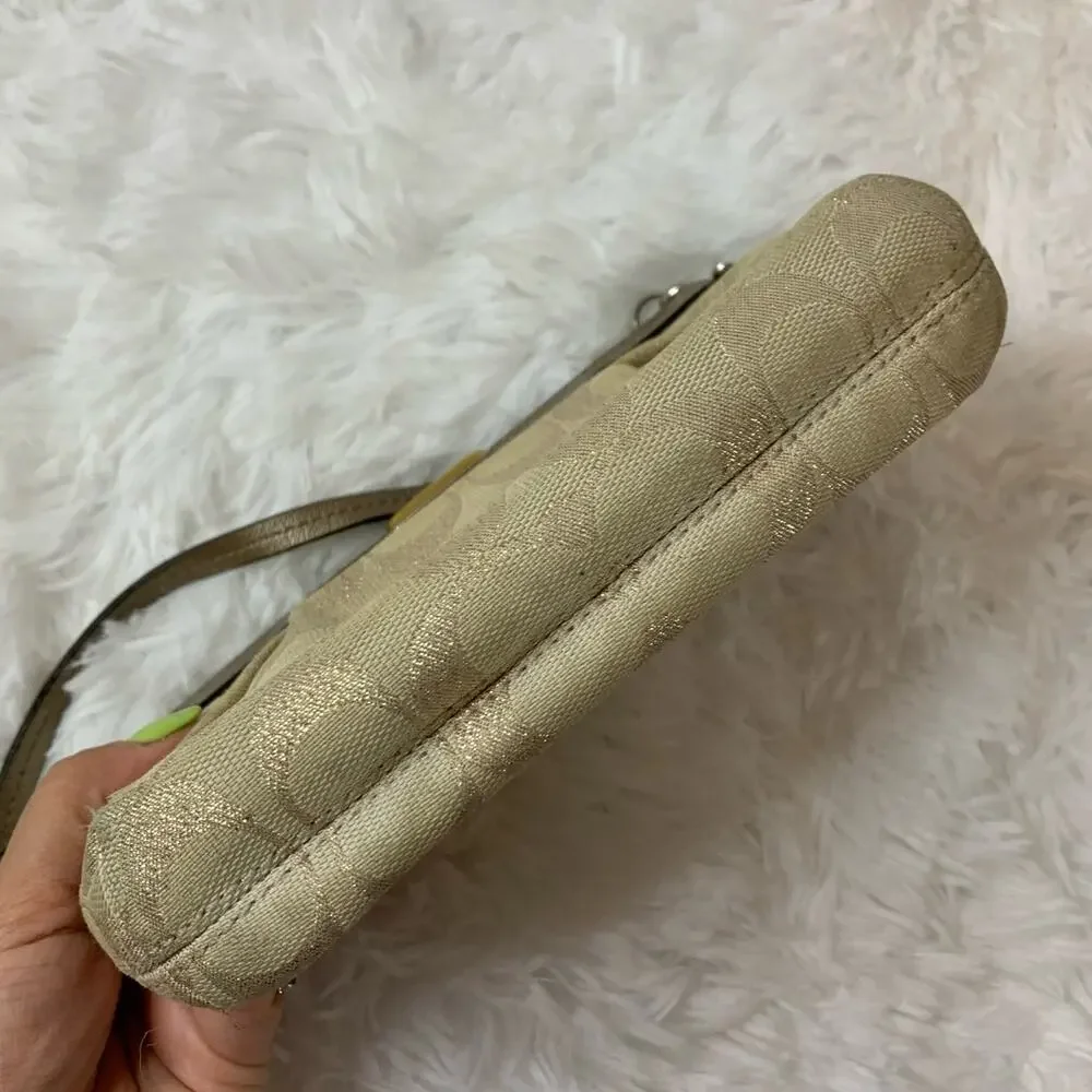 Coach Gold Canvas Wristlet